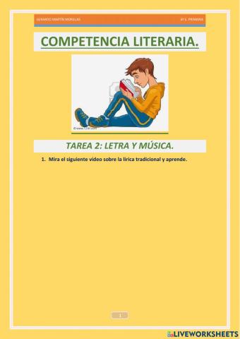 Competencia literaria. Tarea 2. 6º.