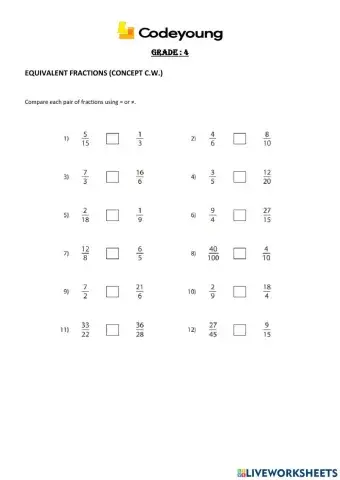Equivalent fractions (concept c.w.)