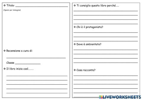 Scheda di recensione libro