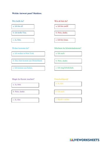 Welche Antwort passt?