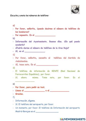 Los números telefónicos