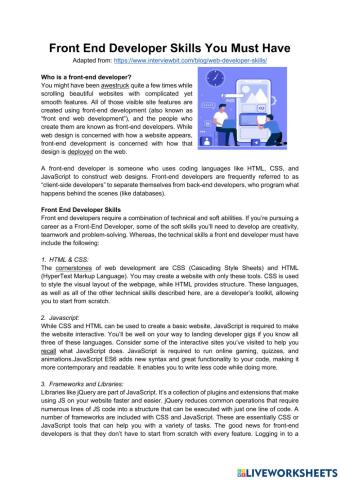 Reading Front-End Web Development