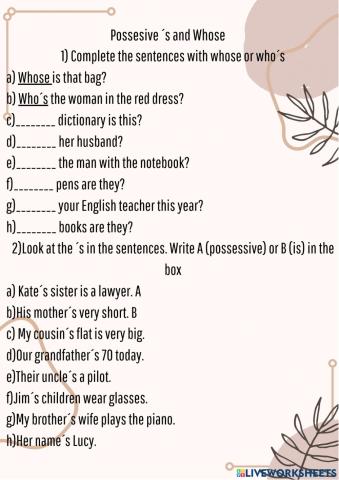 Possessive 's and Whose