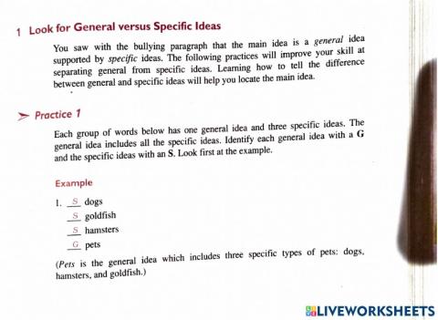 General and specific ideas 