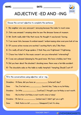 Adjective -ed and -ing