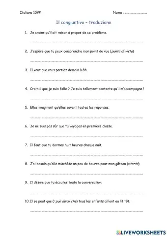 Congiuntivo traduzione italiano - francese