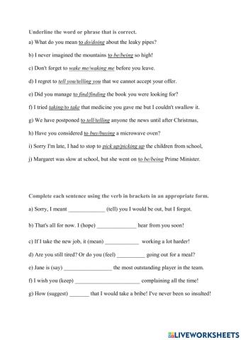 Gerunds and infinitives