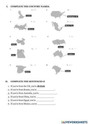 Gateway A1+ Unit 1 Countries and Nationalities