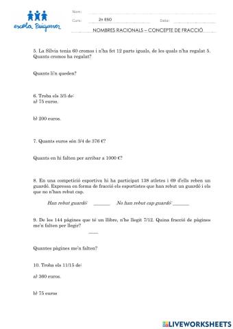 Introducció nombres racionals