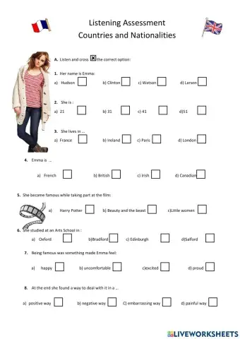 Listening Assessment - Countries and Nationalities