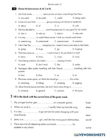 Lop 8- review unit 1