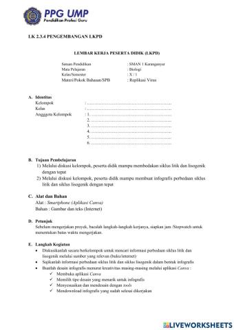 LKPD Proyek pembuatan infografis perbedaan litik dan lisogenik