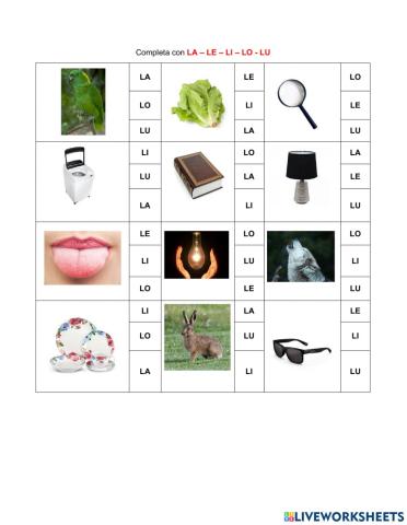 Completar con LA - LE - LI - LO - LU