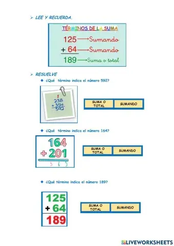 Términos de la suma