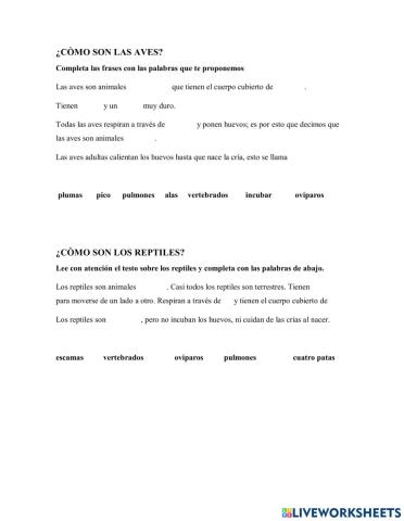 Las aves y los reptiles