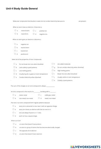 PS-04-Chemical Bonding Study Guide pg 1