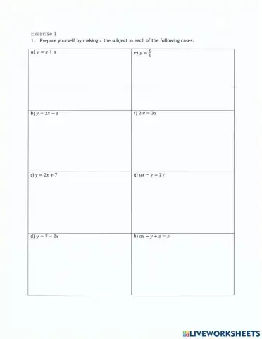 Rearranging Equations Practice 1