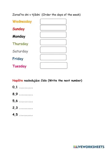 Days, numbers, am, are