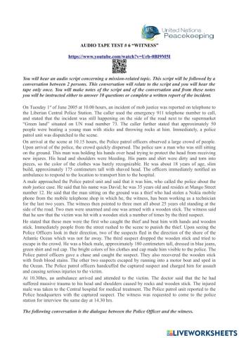 Audio tape test - 6 “witness”