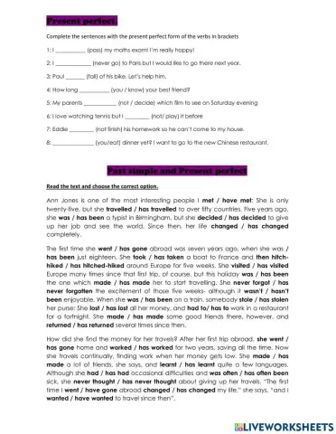 Present perfect - simple past