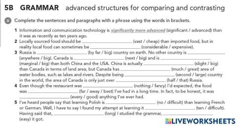 Advanced comparative structures