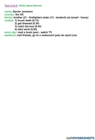 FF3 - Unit 6 - Writing