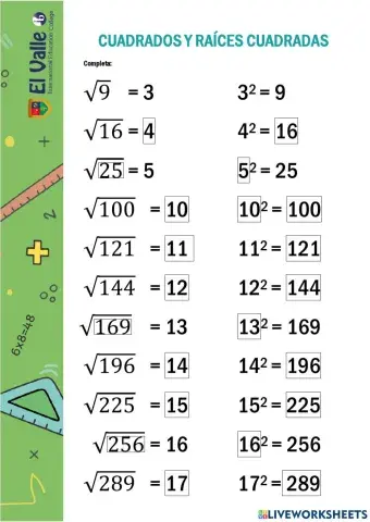 Raíces y cuadrados