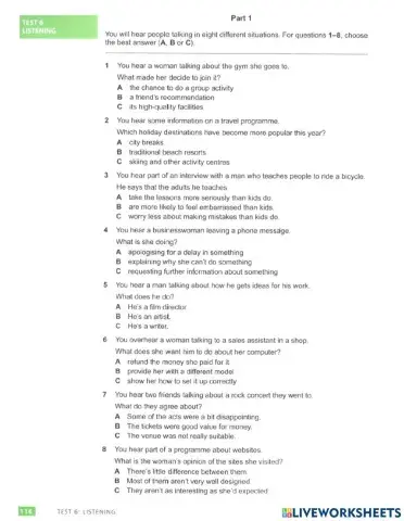 Listening practice test 6