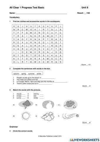 All clear 1 unit9 test basic