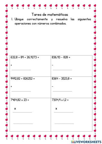 Operaciones con números decimales