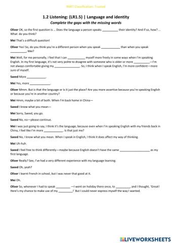 1.2 Listening gap fill