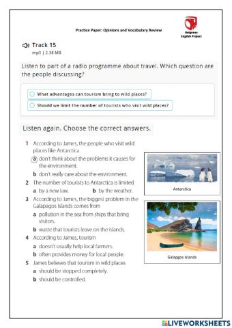 Practice Paper Opinion and Vocabulary Let's go!