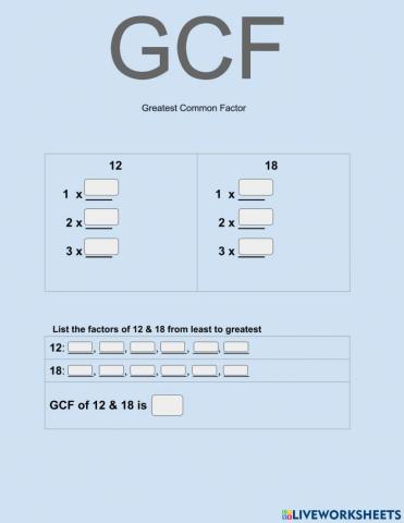 Greatest Common Factor -1