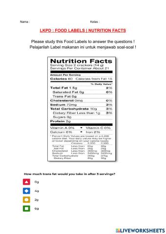 Lkpd food label - nutrition facts
