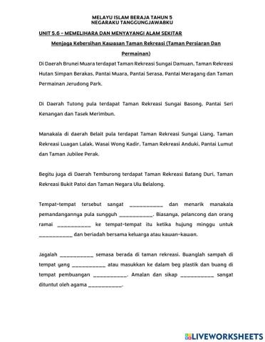 Unit 5.6 memelihara dan menyayangi alam sekitar