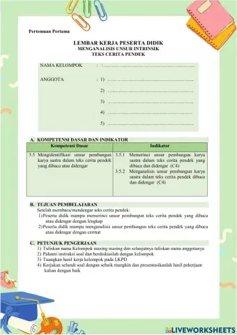 LKPD Memerinci unsur pembangun teks cerpen