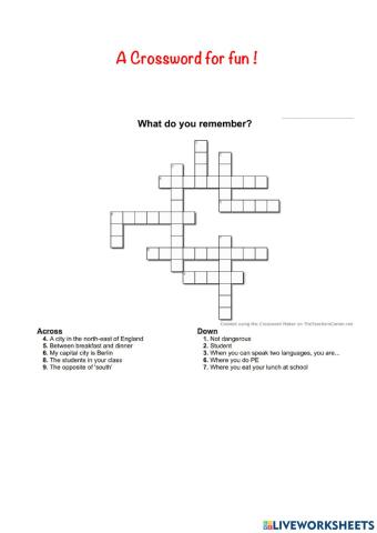 A crossword for fun