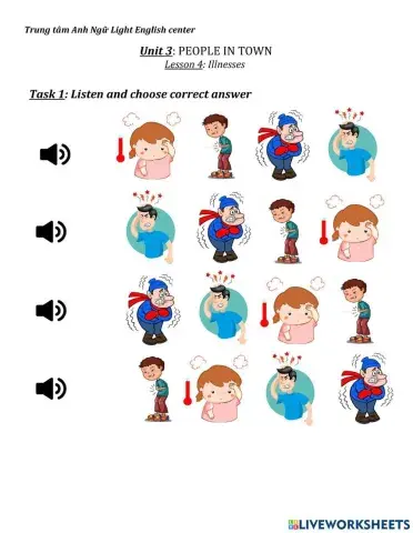 Everybody up3 Unit 3: People in town Lesson 4: Illnesses