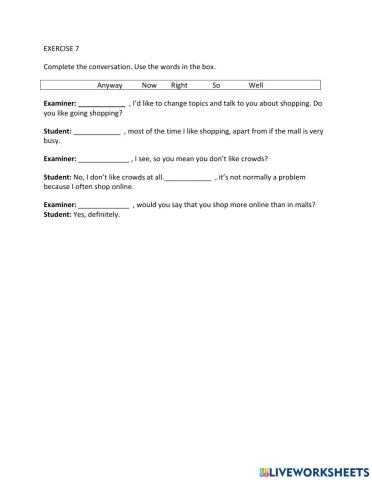 IE1, Unit 5, Speaking, Exercise 7