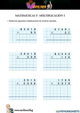 Matemáticas 5º. Multiplicación I