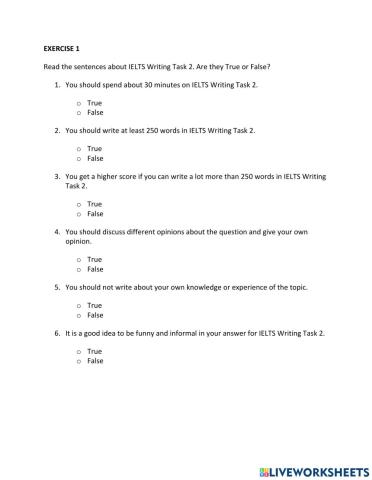 IE1, Unit 5, Writing, Exercise 1