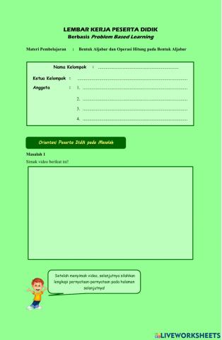 Bnetuk Aljabar dan Operasi Jumlah dan Selisih