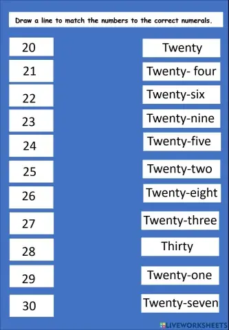 Numbers 20-30