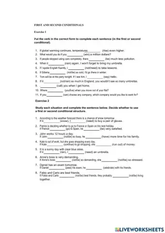 First and second conditional