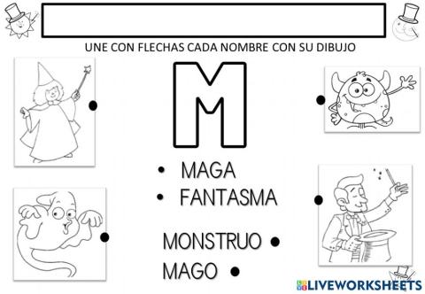 Asocia el sonido m con las palabras