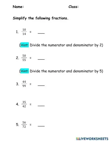 Simplify Fractions