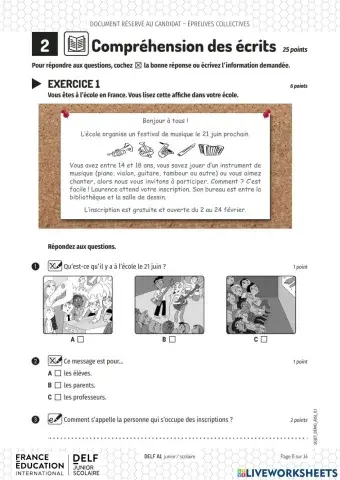 DELF A1 Compréhension Écrite
