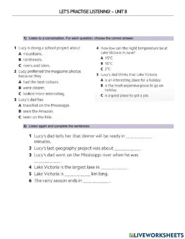 Listenong practice - unit 8
