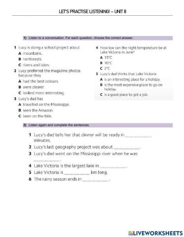 Listenong practice - unit 8