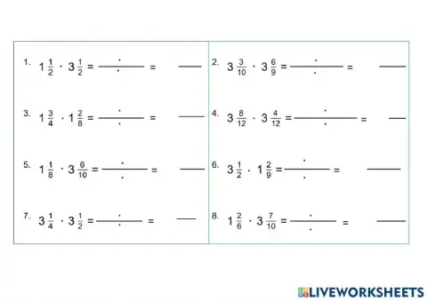 Multiply mixed numbers